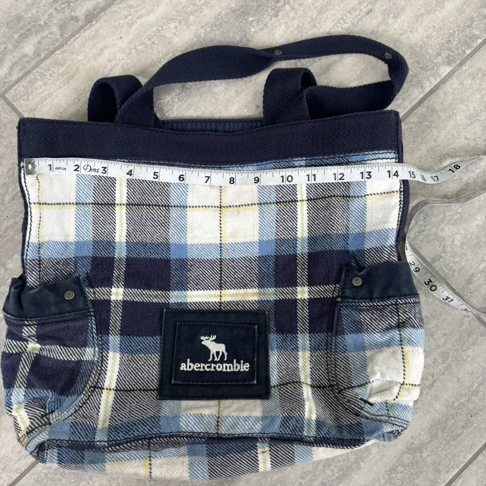 Vintage Y2K Abercrombie Reversible Blue Plaid Tote Bag Y2K!